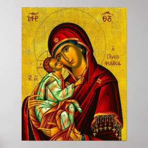 Impression de l'icône de la Vierge Théotokos et de