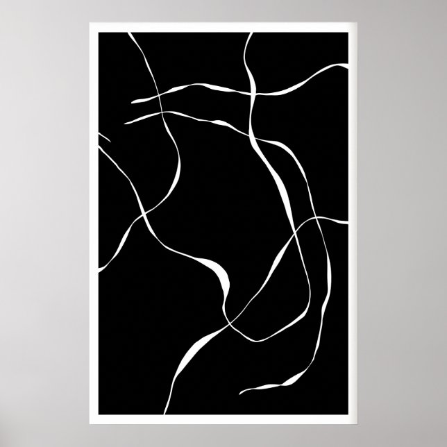 Impression de lignes abstraites noir et blanc - Co (Devant)