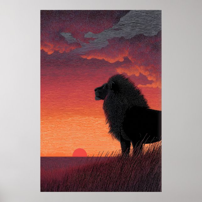 Impression de lion d'horizon rugissant Faune du co (Devant)