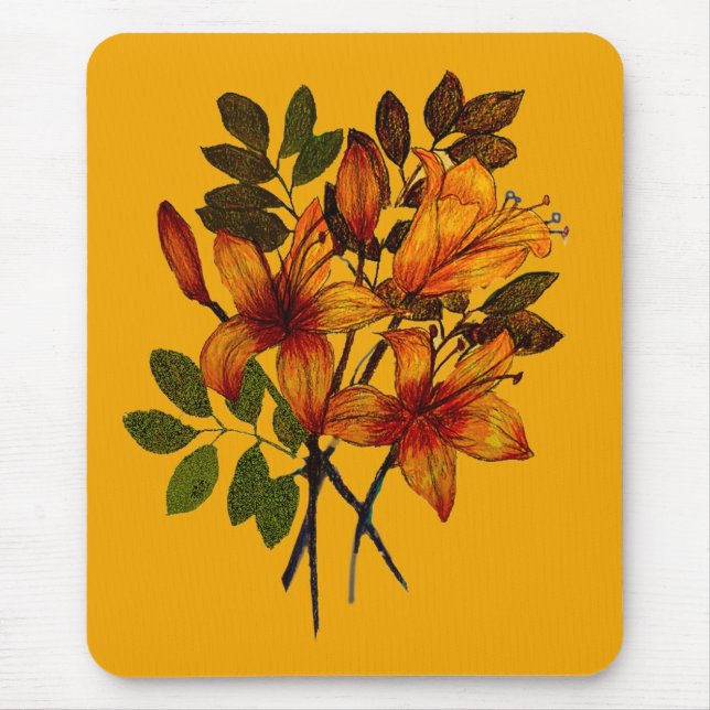 Impression de lys jaune sur tapis de souris (Devant)