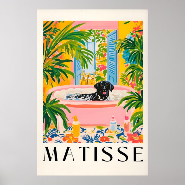 Impression de Matisse Labrador noir Tropical drôle (Devant)