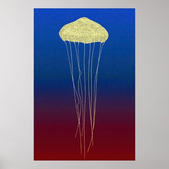 Impression de méduse dorée en pointillisme - Synth (Devant)
