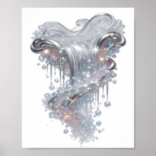 Impression de mode ART ABSTRAIT Argent Dynamique