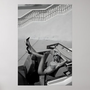 Impression de mode de voiture classique femme en b
