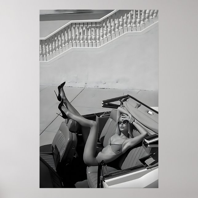 Impression de mode de voiture classique femme en b (Devant)