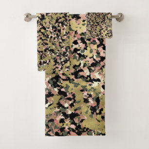 Impression de motif de camouflage noir vert rose o
