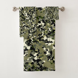 Impression de motif de camouflage vert noir crème