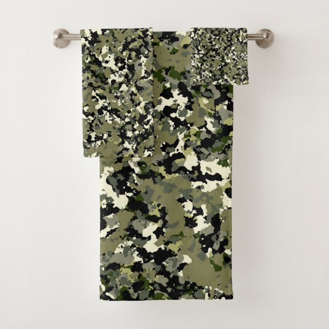 Impression de motif de camouflage vert noir crème (En situation)