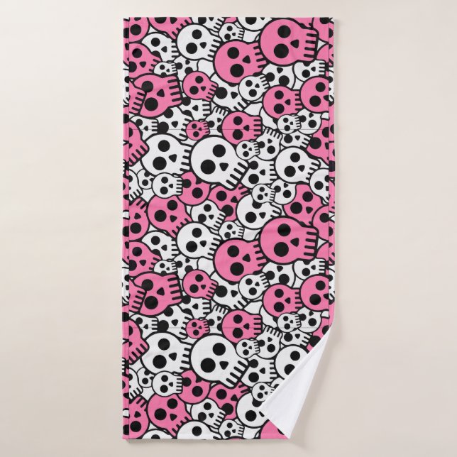 Impression de motif de crâne gothique rose (Serviette de bain)