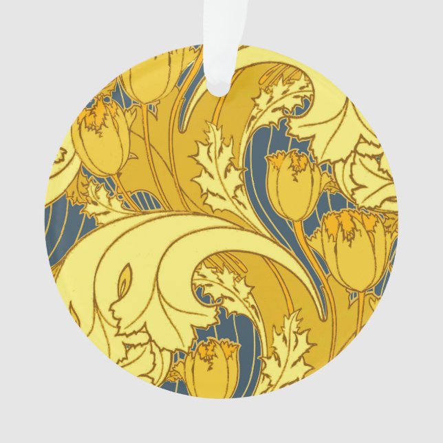Impression de motif de tulipe : Art nouveau bleu j (devant)