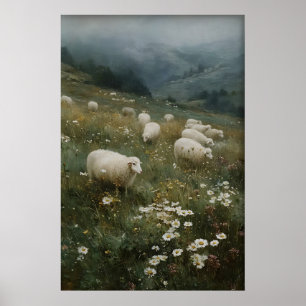 Impression de moutons antiques, Ferme de moutons, 