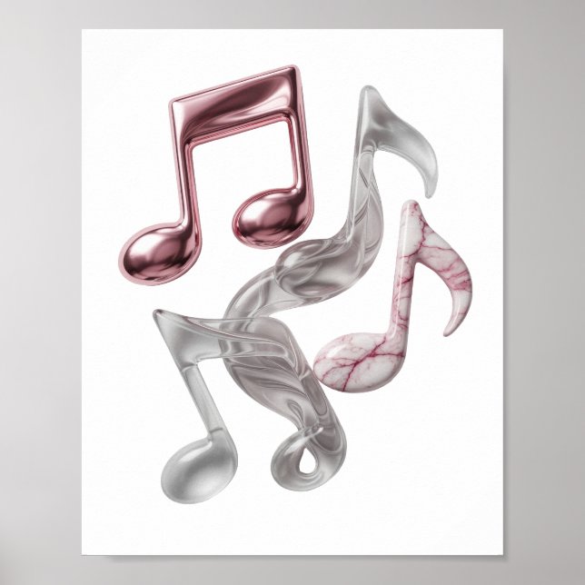 Impression de NOTES DE MUSIQUE en argent brillant (Devant)