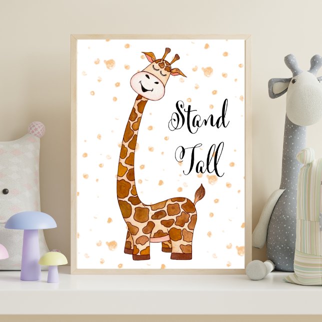 Impression de nurserie de girafeau debout fièremen (Giraffe Stand Tall Nursery Wall Art Poster, Printed or Instant Digital Download. Baby shower gift)