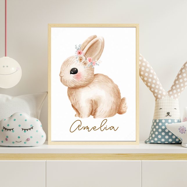 Impression de nurserie de lapin à l'aquarelle Flor (Créateur téléchargé)