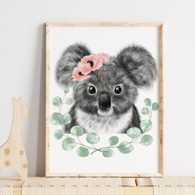Impression de nurserie florale de bébé koala | Imp (Créateur téléchargé)