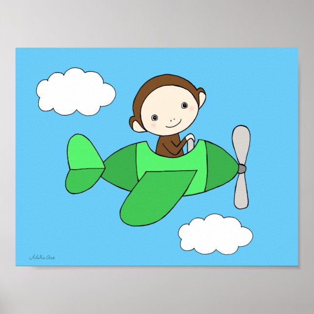 Impression de nurserie singe Cute Happy Monkey dan (Devant)