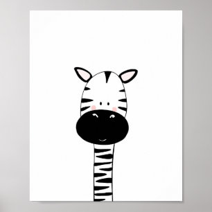 Impression de nurserie zèbre noir et blanc zoo mod