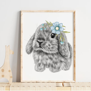 Impression de nursery Arc-en-ciel de lapin   Impre