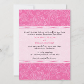 Impression de Paisley en Faire-part de mariage ros