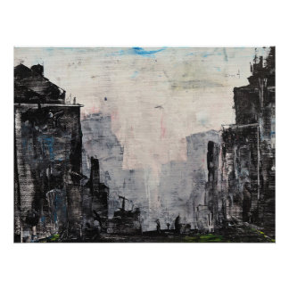 Impression de papier affiche abstrait de ville gri