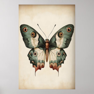 Impression de papillon vert sauge, papillon de sty