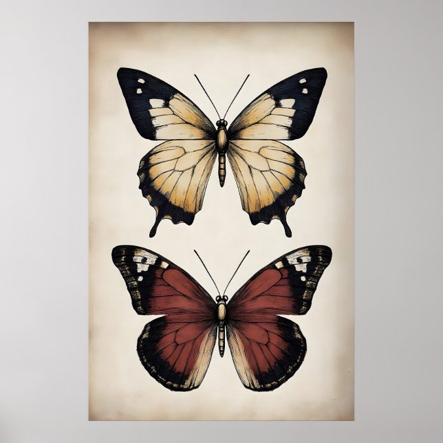 Impression de papillons boho, mur de papillon luna (Devant)