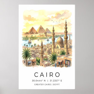 Impression de paysage du Caire avec monuments embl