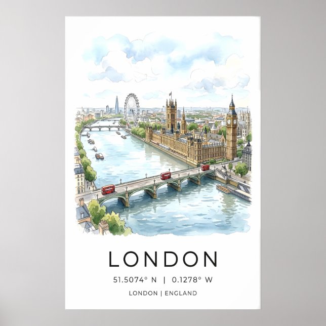 Impression de paysage urbain de Londres aquarelle  (Devant)