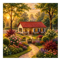Impression de peinture à l'huile de jardin de cott