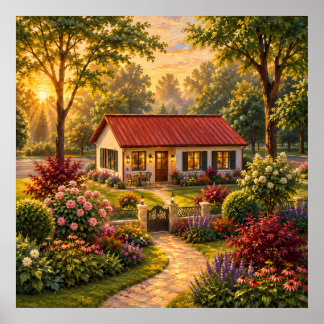 Impression de peinture à l'huile de jardin de cott