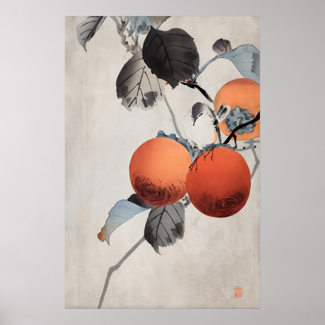 Impression de peinture de kaki japonais Vintage (Devant)