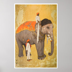 Impression de peinture d'éléphant d'Inde Art indie