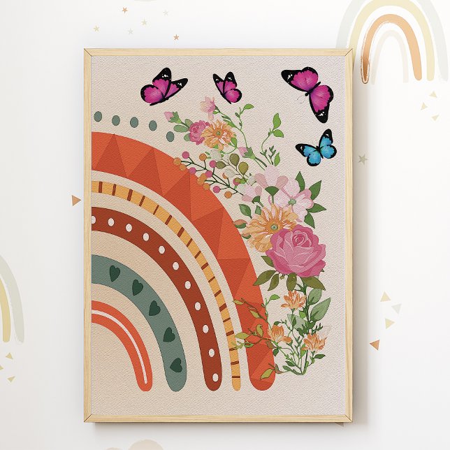 Impression de pépinière de fleurs arc-en-ciel boho (Créateur téléchargé)
