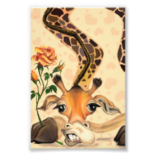 Impression de photo amusante avec une girafe roman