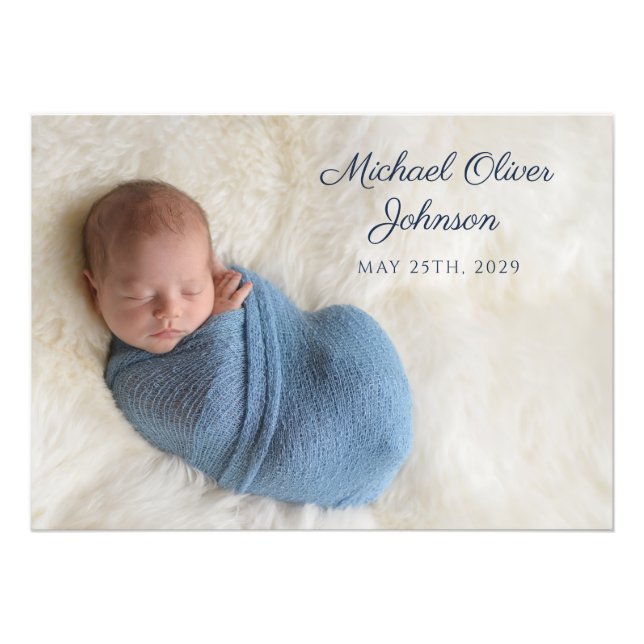 Impression de photo de bébé avec nom en bleu et da (Devant)
