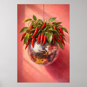 Impression de piment disco, Art mural de cuisine f