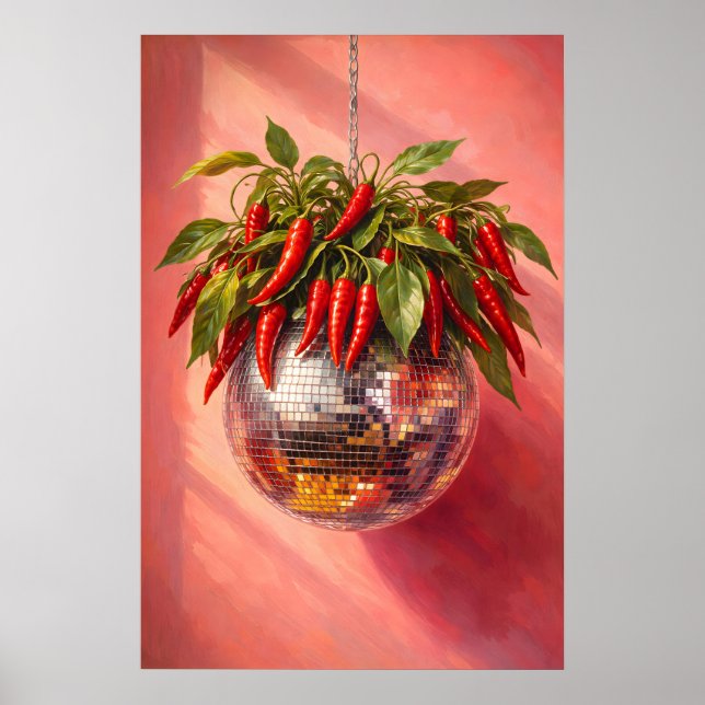 Impression de piment disco, Art mural de cuisine f (Devant)