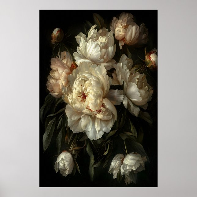 Impression de pivoine baroque sombre, décoration f (Devant)
