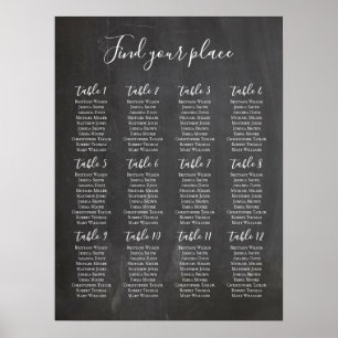 Impression de plan de table ardoise. Mariage moder