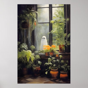 Impression de plante de fantôme dans la fenêtre, D