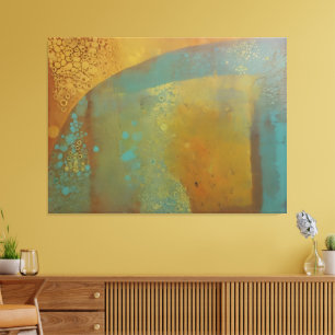 Impression de plaque Gelli abstraite bleu sarcelle