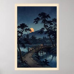 Impression de pont au clair de lune Paysage noctur