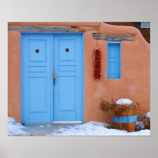 Impression de porte bleue