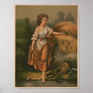Impression de portrait vintage Fleur du champ de 1