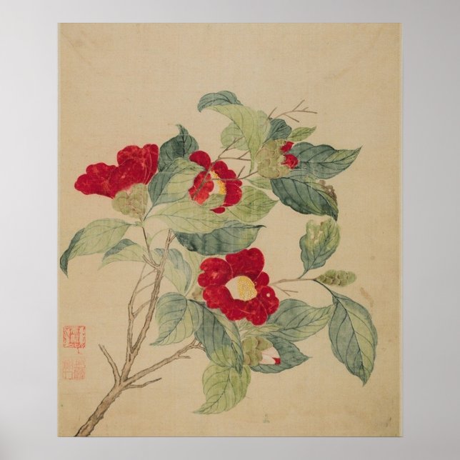 Impression de poster Camellias par Ma Yuanyu (Devant)