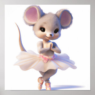Impression de poster de ballerine souris bébé