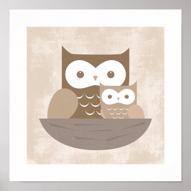 Impression de poster de hibou rétro (Devant)