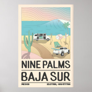 Impression de poster de voyage Baja rivage avec pl