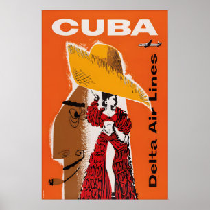 Impression de poster de voyage Cuba vintage Lignes