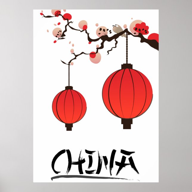 Impression de poster de voyage Lanternes de Chine. (Devant)